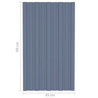 vidaXL Takprofiler 12 st galvaniserat stål grå 80x45 cm