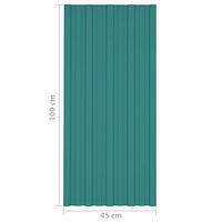 vidaXL Takprofiler 12 st galvaniserat stål grön 100x45 cm