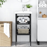 vidaXL Ram för tvättställ svart 40x38x83 cm järn