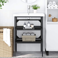 vidaXL Ram för tvättställ svart 59x38x83 cm järn