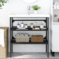 vidaXL Ram för tvättställ svart 79x38x83 cm järn