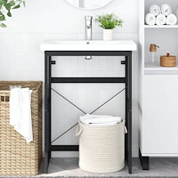 vidaXL Ram för tvättställ svart 59x38x83 cm järn