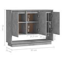 vidaXL Skänk betonggrå 97x31x75 cm konstruerat trä
