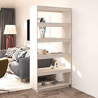 vidaXL Bokhylla/Rumsavdelare vit 80x35x167 cm massiv furu