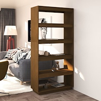 vidaXL Bokhylla/Rumsavdelare honungsbrun 80x35x167 cm massiv furu