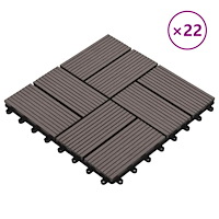 vidaXL Trall 22 st 30x30 cm 2 kvm WPC mörkbrun