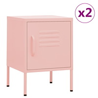 vidaXL Sängbord 2 st rosa 35x35x51 cm stål
