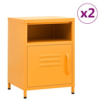 vidaXL Sängbord 2 st senapsgul 35x35x51 cm stål