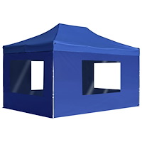 vidaXL Hopfällbart partytält med väggar aluminium 4,5x3 m blå