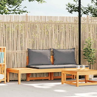 vidaXL Trädgårdsbänk med bord mörkgrå kuddar massivt akaciaträ