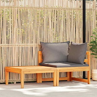 vidaXL Loungegrupp för trädgården med mörkgråa dynor 2 delar akaciaträ