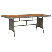 vidaXL Trädgårdsbord grå 160x70x72 cm konstrotting&massiv akacia