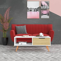 vidaXL Soffbord vit och sonoma-ek 100x49,5x43 cm konstruerat trä