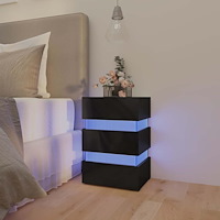 vidaXL Sängskåp LED svart högglans 45x35x67 cm konstruerat trä