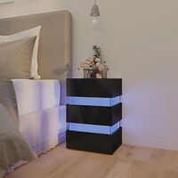vidaXL Sängskåp LED svart högglans 45x35x67 cm konstruerat trä