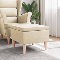 vidaXL Pall med träben gräddvit tyg