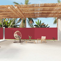 vidaXL Infällbar sidomarkis röd 180x1200 cm