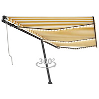 vidaXL Automatisk markis med vindsensor & LED 600x350 cm gul/vit