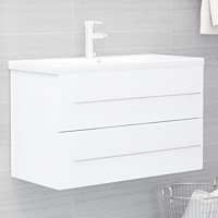 vidaXL Badrumsskåp med inbyggt handfat vit konstruerat trä