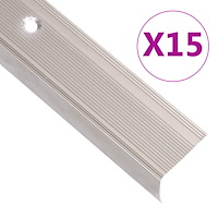 vidaXL Trappnosings i L-form 15 st aluminium 90 cm champagne