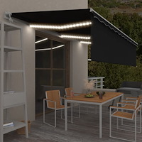 vidaXL Automatisk markis med rullgardin vindsensor LED 6x3 m antracit