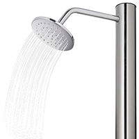 vidaXL Trädgårdsdusch med grått golv 220 cm rostfritt stål