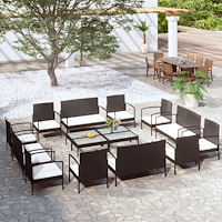 vidaXL Loungegrupp med dynor 16 delar konstrotting svart