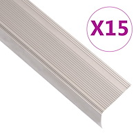 vidaXL Trappnosings i L-form 15 st aluminium 90 cm champagne