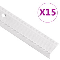 vidaXL Trappnäsor i L-form 15 st aluminium 100 cm silver