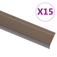 vidaXL Trappnosings i L-form 15 st aluminium 100 cm brun