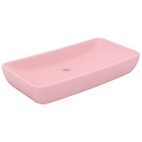 vidaXL Lyxigt rektangulärt handfat matt rosa 71x38 cm keramik