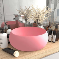 vidaXL Lyxigt runt handfat matt rosa 40x15 cm keramik