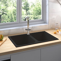 vidaXL köksvatten svart 760x480x184 mm granit