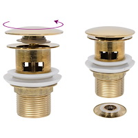 vidaXL Pop-up bottenventil med överflödesfunktion guld 6,4x6,4x9,1 cm