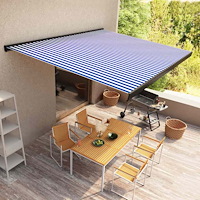 vidaXL Markis motoriserad 400x300 cm blå och vit