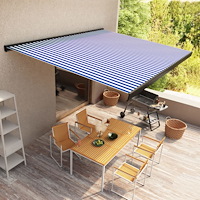 vidaXL Markis motoriserad 450x300 cm blå och vit