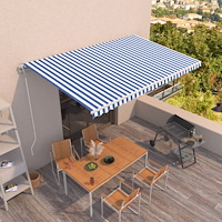 vidaXL Markis automatiskt infällbar 500x350 cm blå och vit