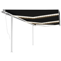 vidaXL Automatisk markis med vindsensor & LED 6x3 m antracit