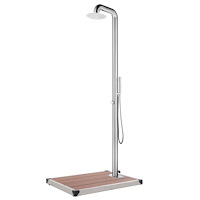 vidaXL Trädgårdsdusch med brunt golv 230 cm rostfritt stål