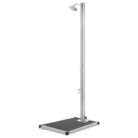 vidaXL Trädgårdsdusch med grått golv 220 cm rostfritt stål