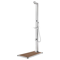 vidaXL Trädgårdsdusch med brunt golv 225 cm rostfritt stål