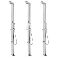 vidaXL Trädgårdsdusch med brunt golv 225 cm rostfritt stål