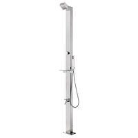 vidaXL Trädgårdsdusch med brunt golv 225 cm rostfritt stål