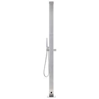 vidaXL Trädgårdsdusch med brunt golv 225 cm rostfritt stål