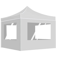 vidaXL Hopfällbart partytält med väggar aluminium 2x2 m vit