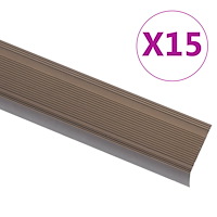vidaXL Trappnosings i L-form 15 st aluminium 100 cm brun
