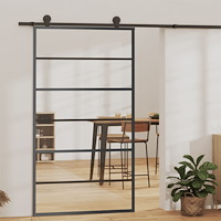 vidaXL Skjutdörr med beslagset ESG glas och aluminium 102x205 cm