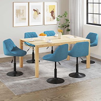 vidaXL Snurrbara matstolar 6 st blå sammet