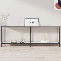 vidaXL Konsolbord vit 220x35x75,5 cm härdat glas