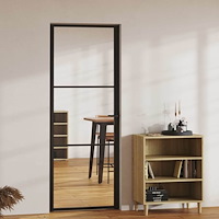 vidaXL Innerdörr ESG-glas och aluminium 76x201,5 cm svart